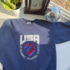 VINTAGE 90s USA Olympic Training Center Navy Crewneck Sweatshirt